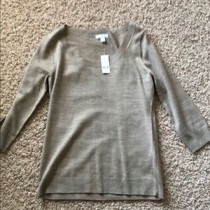 Brand New Beige 3/4 length scoop neck sweater